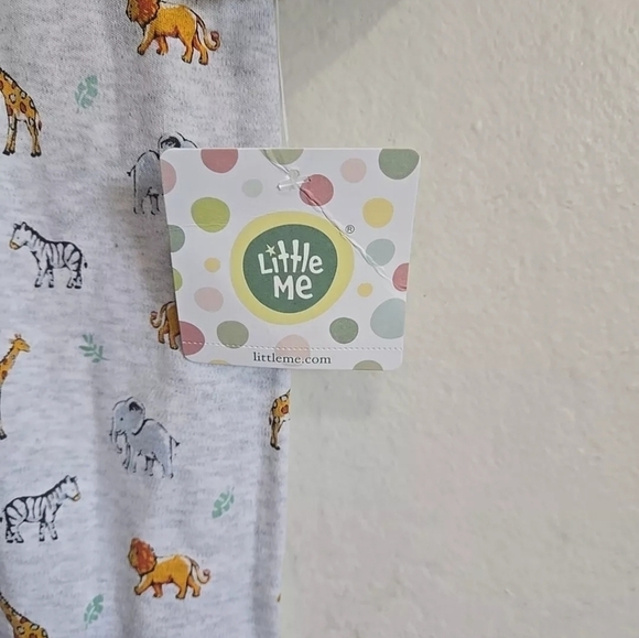 New Baby Animal Print Sleeper Romper Size 9 Months By Little Me - Picture 3 of 7
